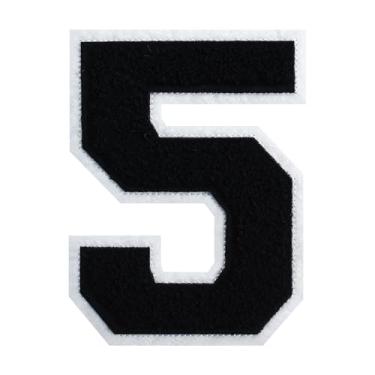 Imagem de Patch de número de chenille preto de 15 cm – aplique bordado grande universitário para jaquetas, camisas, moletons com capuz, bolsas e jeans – decoração de roupas DIY, uniforme de equipe e presente (1