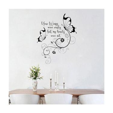 Imagem de MYMKO Your Wings were Ready But My Heart was Not Size 53 x 43 cm, decalque de parede UV DTF para espelho de carro, decalque de arte de parede para sala de estar, quarto, cozinha, TV, parede, decoração