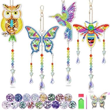 Imagem de Kit de pintura de diamante de 4 peças para crianças de 8 a 12 anos, presentes de aniversário para meninas de 6, 7, 8, 9, 10 e 11 anos, kits de arte de diamante, artesanato para adolescentes/adultos