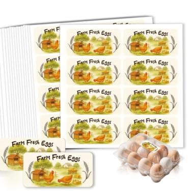 Imagem de GOMAKERER 160 etiquetas de caixa de ovos frescos da fazenda, 10 x 5 cm, fonte retrô retangular, etiquetas de ovos não lavados, adesivos autoadesivos de embalagem de ovos para caixa de ovos de galinha