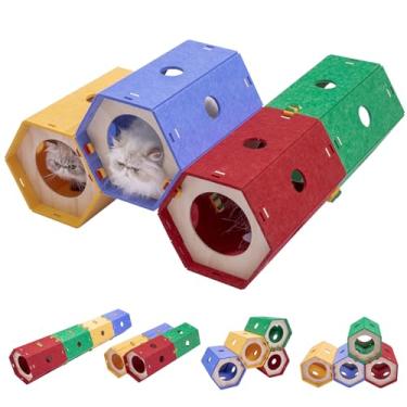 Imagem de Cama de túnel para gatos internos, tubo de túnel transformável DIY para animais de estimação, brinquedo grande lavável para brincar de gatinho, casa de círculo de filhotes, esconderijo expansível