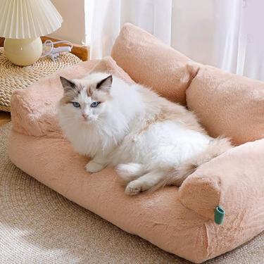Imagem de Asixxsix Sofá fofo para gatos, cama macia, confortável, removível e lavável para animais de estimação, com base antiderrapante, ideal para gatos e cachorros. (XXL)