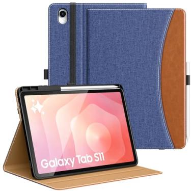 Imagem de MoKo Capa para Samsung Galaxy Tab S11 2025 de 28 cm com suporte para caneta S, capa de couro sintético com suporte multiângulo para Galaxy Tab S11 5G (SM-X730/SM-X736B) com alça de mão, bolso