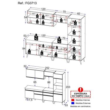 Imagem de Cozinha Completa Veneza Gw Fg3713 Com Armário E Balcão Branca