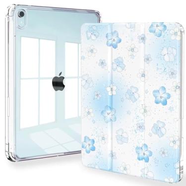 Imagem de Feams Capa para iPad mini 7 A17 Pro 2024/iPad Mini 6 2021, capa fina e leve com três dobras para iPad mini 7 A17 Pro 2024 2024, capa traseira transparente com suporte para lápis e hibernação