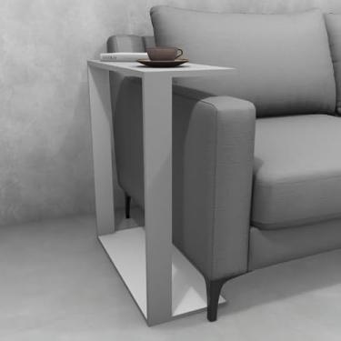 Imagem de KIT 2 Mesinhas, Lateral Para Sofá Estilo Industrial MDF, Mesa Auxiliar de sofá, Mesa de Canto(Branco)