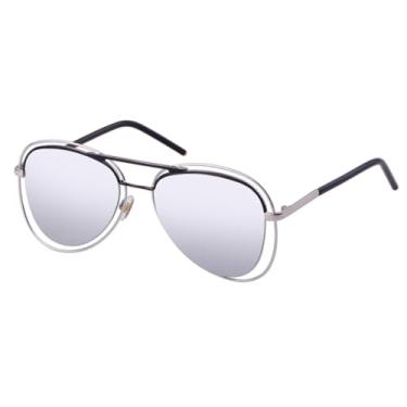 Imagem de HCHES Óculos de Sol Fashion Azul Celeste Feminino Masculino Vazado Grande para o Rosto (2)