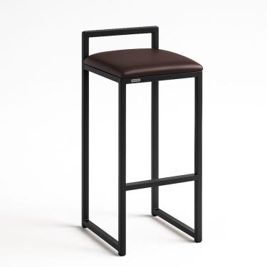 Imagem de Banqueta Ferro Alta Industrial Metal Bar Moderno Corino Cor:marrom