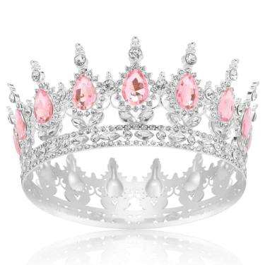 Imagem de COCIDE Coroas rosa para mulheres, tiaras de fantasia de rainha para mulheres, tiaras e coroas para meninas, coroa de aniversário, decorações de festa de Halloween, acessórios de cabelo de princesa