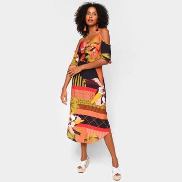 Imagem de Vestido Mercatto Evasê Midi Chinfrado, Preto, EP