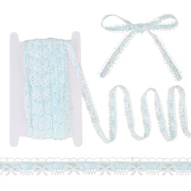 Imagem de HOBBIESAY 15 metros laço azul guarnição de renda babados costura fita recortada laço laço fita borda artesanato laços para presente de Natal DIY embrulho moldura scrapbooks casamento dia dos namorados