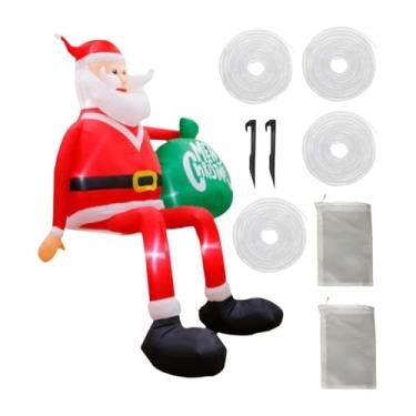 Imagem de IEUDNS Papai Noel inflável de Natal com grande saco de presentes, decoração natalina para