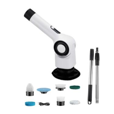 Imagem de Ioensy Escova de limpeza de chuveiro rotativa máquina de limpeza extensão alça multiuso purificador de energia escova de limpeza portátil para carro, BRANCO