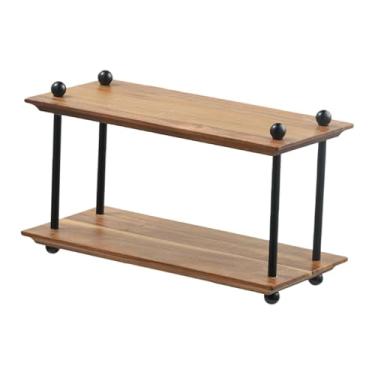 Imagem de Bothyi Organizador de mesa para materiais de escritório, prateleira de armazenamento versátil, suporte para copos e de banheiro. Ideal para uso, Madeira de 2 Camadas