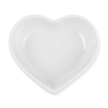 Imagem de prato de lanche Pratos para servir lanches de cozinha para condimentos Prato para molhos cerâmica para temperos em formato coração tigela de sopa(Branco)