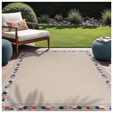 Imagem de SPXMQSS Tapetes de área externa antiderrapantes para jardim, resistente ao desgaste, fácil de limpar para acampamento, deck, varanda, piquenique, quintal C 160 x 230 cm