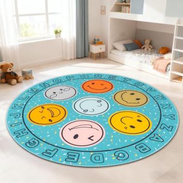 Imagem de Tapete de alfabeto ABC para crianças, tapete circular antiderrapante de 1,8 m para sala de jogos, tapete redondo para sala de aula primária, tapete para meninos e meninas, quartos de jogos, tapetes de