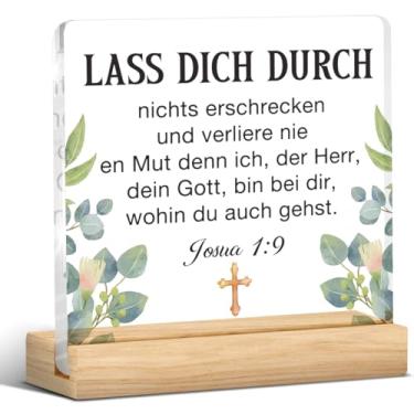 Imagem de Presentes Cristãos Inspiradores para Mulheres e Homens, Versículo da Bíblia Josué 1:9 Placa de Acrílico Presente Religioso para Amigos Colegas de Trabalho