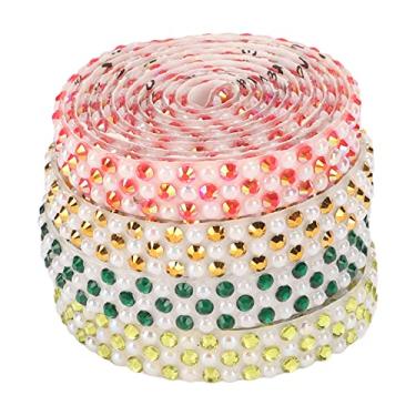 Imagem de Adesivo de fita de strass de cristal autoadesivo tiras de strass DIY brilhante fita decorativa requintada para acessórios de roupas Bolsas de sapatos cocares 4 unidades de fitas