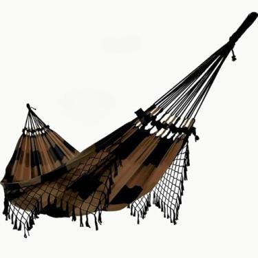 Imagem de REDE DE DESCANSO CASAL GRANDE, Confortável e Resistente, Ideal para Varanda, Quintal e Jardim(Xadrez preto com caramelo)