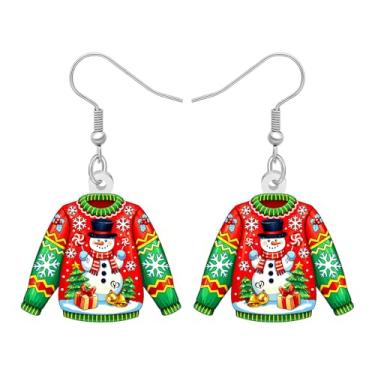 Imagem de BAMAY Brincos femininos de acrílico para mulheres, brincos de inverno bobos, bijuterias de fantasia de Natal, presentes femininos para acessórios de Natal, Medium, Acrílico, Sem pedra preciosa