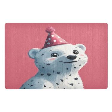 Imagem de STAYTOP Lindo tapete de aniversário animal entrada externa 81 x 50 cm, tapete de boas-vindas ao ar livre/interno, tapetes de banho fofos, capacho frontal antiderrapante para entrada, pátio, áreas de