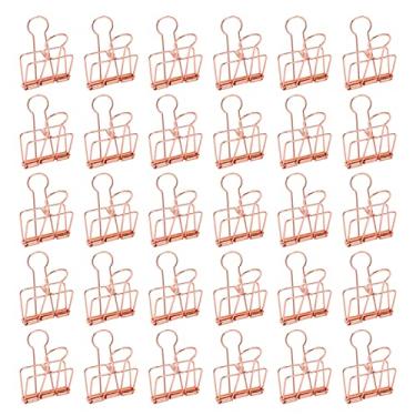 Imagem de Grampos de pasta de fio de metal oco forte fixação 30 peças para escola de escritório em casa resistente ampla aplicação pequenas braçadeiras de pasta (Ouro rosa)