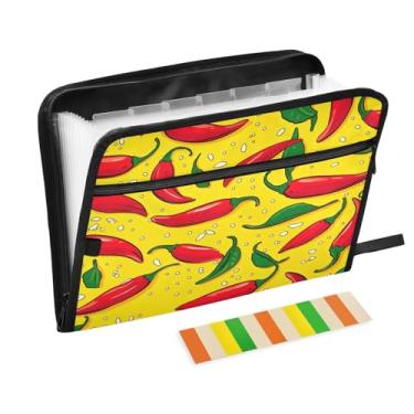 Imagem de Wassud Chillies Acordeão Organizador de Arquivos Letra A4 Pasta de Arquivo de Papel Organizador de Documentos com Etiquetas Pasta de Arquivo Expansível 13 Bolsos