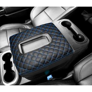 Imagem de Capa de console central para Chevy Silverado/GMC Sierra Accessories 2019-2026, Tahoe & Suburban & Yukon 2021-2026 Capa de apoio de braço almofada protetora de couro com corte médio (consoles de