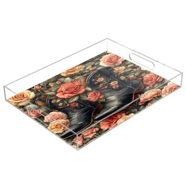 Imagem de STAYTOP Linda bandeja de servir de acrílico para botas de cowboy ocidentais, 15,7 x 11,20 cm, bandejas decorativas à prova de derramamento, organizador de bancada para café da manhã, chá, comida