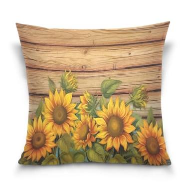 Imagem de Burbuja Capas de almofada 45,7 x 45,72 cm, girassol de flor de madeira de veludo macio, capa decorativa para sofá, sala de estar, quarto