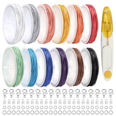 Imagem de Kit de cordão encerado de algodão 12 cores TOAOB 131 jardas 12 cores com fechos de lagosta, anéis de salto e fechos dobráveis para artesanato faça você mesmo, pulseiras de macramê, colar e fazer joias