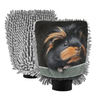 Imagem de STAYTOP Luvas fofas para lavagem de carro de porquinho-da-índia 2 peças, luvas de microfibra de chenille, sem arranhões, panos de esponja de lavagem ultra absorventes para carros, limpeza doméstica