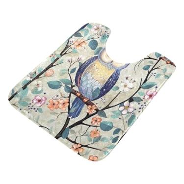 Imagem de Burbuja Tapete de banheiro vintage de corujas, tapete de banho absorvente de pelúcia macio, base antiderrapante para piso de banheiro, oval em forma de U