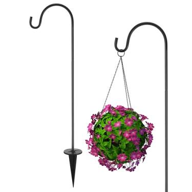 Imagem de NUOBESTY Gancho de pastor ao ar livre, gancho de ferro de 70 cm para jardim de plantas ao ar livre, estacas para pendurar no quintal