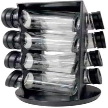 Imagem de Organizador de condimentos, suporte giratorio, cozinha, plastico, oito potes, facil, pratico, compacto, 80ml