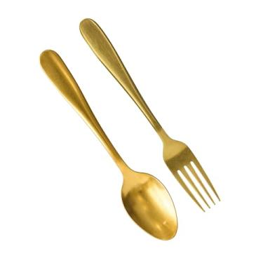 Imagem de Conjunto de colher e garfo para jantar e servir | Conjunto de talheres elegantes para massas, sopas, sobremesas, refeições caseiras e uso diário na cozinha – 18 cm