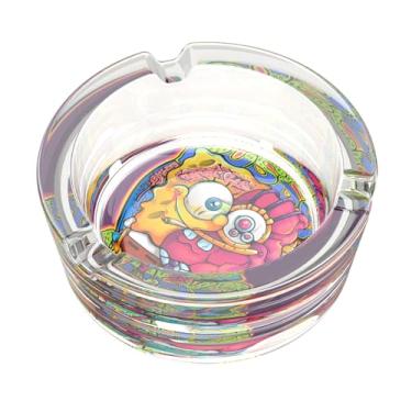 Imagem de Cinzeiro de vidro de desenho animado, cinzeiros domésticos, cinzeiros legais sem bagunça cinzeiro redondo transparente para decoração de escritório em casa ou pátio varanda uso externo (roxo)