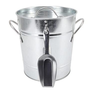 Imagem de Eujgoov Balde de Gelo Fácil de Manusear, Design de Banheira de Bar, Armazenamento de Vinho de Plástico para Restaurantes, Recipiente Redondo para Resfriamento de Cerveja, Folha Galvanizada Isolada