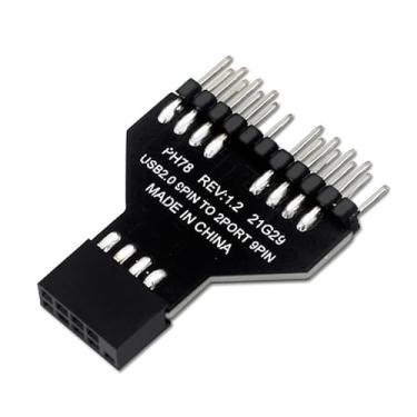 Imagem de ZEZEFUFU Adaptador de extensão USB 2.0 9 pinos para duplo 9 pinos conversor divisor fêmea para macho para placa-mãe