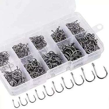 Imagem de Kit de Anzóis para Pesca, 600 Peças, Tamanhos 3 a 12, com Estojo de Armazenamento, Aço Carbono