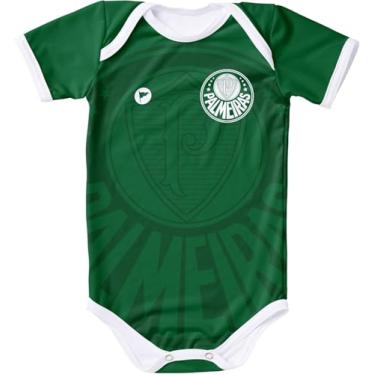 Imagem de Body Listrado Palmeiras com Proteção UV, Verde e Branco, Unissex para Bebê, Torcida Baby (M)