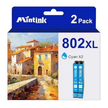 Imagem de Cartucho de tinta ciano 802XL remanufaturado de substituição para Epson 802 802 XL T802XL T802 para usar com impressora Workforce Pro WF-4740 WF-4730 WF-4720 WF-4734 EC-4020 EC-4030 (embalagem com 2