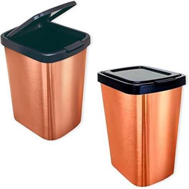 Imagem de Lixeira Metalizada 9 Litros Com Tampa Click Para Cozinha Banheiro - Ar