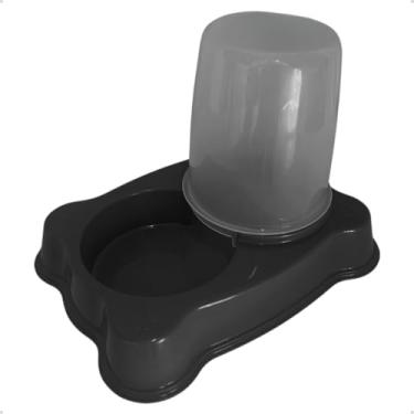 Imagem de Kit Comedouro e Bebedouro Automático Duplo para Cães e Gatos 1,35kg Ração 1,5L Água Dispenser Pet(1 Preto)