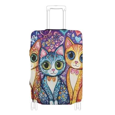 Imagem de Joisal Capas de bagagem Cats Big Eyes para protetor de mala elástica estética acessórios de viagem para mulheres, P, serve para capa de 45 a 50 cm, Olhos grandes de gatos, S 18-20 in, Capa de mala