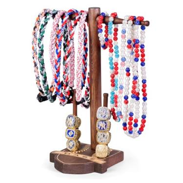 Imagem de Suporte de gotejamento de beisebol e anel de campeonato para decoração de quarto, suporte de colar de beisebol, exibição de organizador de joias, joias esportivas de softball, acessórios presentes