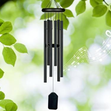 Imagem de Sinos de vento de 68 cm ao ar livre com 6 tubos de alumínio - Sino de vento memorial e simpatia para decoração de jardim, pátio, quintal