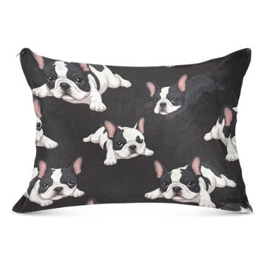 Imagem de Linda capa de travesseiro de flanela grande para cães pretos e brancos com zíper longo king queen tamanho padrão linda capa de almofada, tamanho do corpo, 53 cm x 137 cm