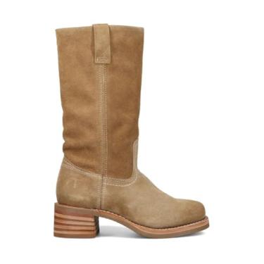 Imagem de Frye Botas femininas Campus 12R – estilo cano médio com sola de borracha durável e design clássico de bico redondo, Tan Buck, 37